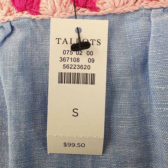 Talbots Crochet Trim Linen Top - Cross Dyed Small - Picture 9 of 12